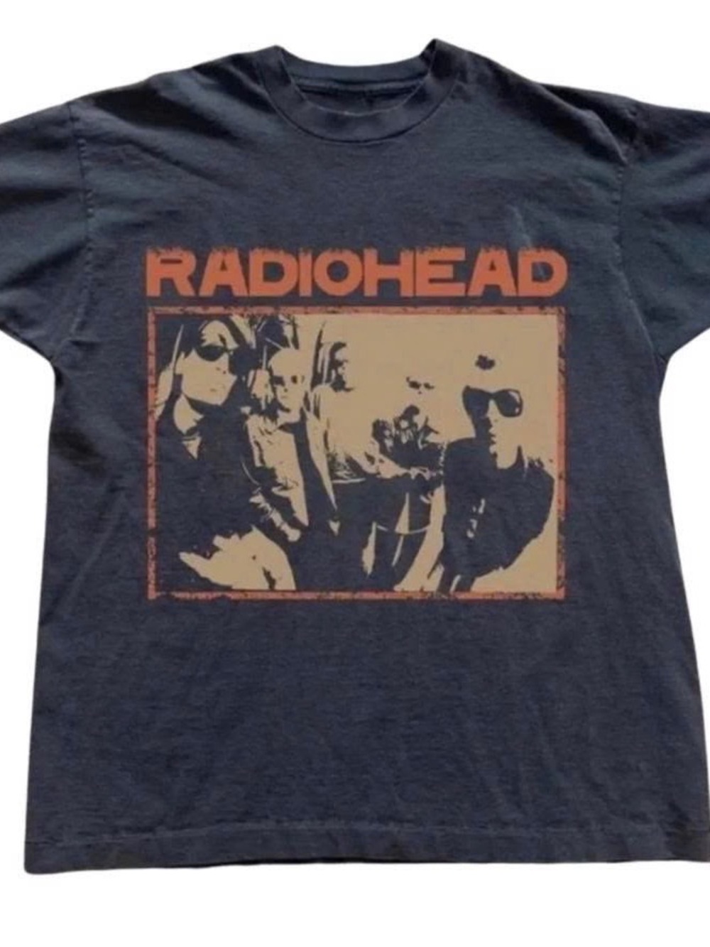 Gildan Black Tee with Orange and Cream Radiohead Print